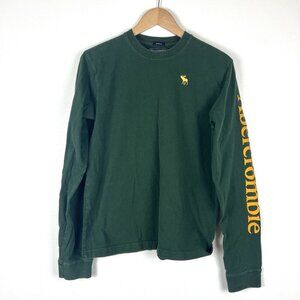 Abercrombie & Fitch VTG Long Sleeve T Shirt Muscle Fit Sz S Moose Logo Spell Out